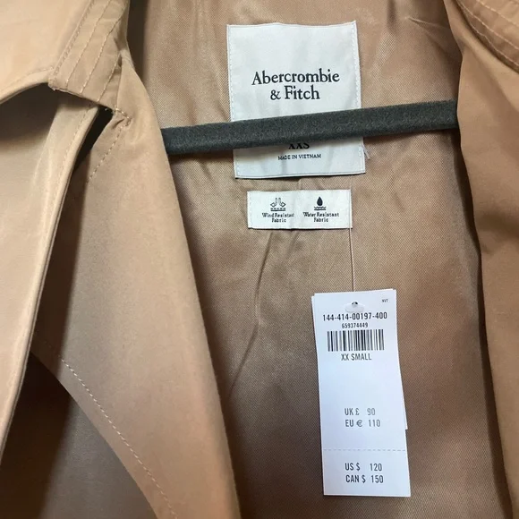 Abercrombie & Fitch Women's Brown Cropped Trench Coat - Picture 3 of 4